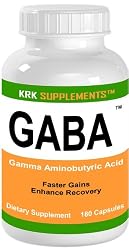 GABA 180 Capsules Gamma Aminobutyric Acid Amino Acid 1500mg serving KRK SUPPLEMENTS