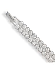 7.5" Rhodium Plated 2 Row 4mm CZ Bracelet