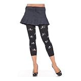 Opaque Footless Tights With Skull Prints (Black;One Size)
