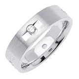 Beverly Diamonds Mens 14K WHITE GOLD DIAMOND WEDDING BAND RING Round-Shape