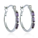 SAVE $27.01 - Sterling Silver 4x2mm Amethyst Hoop Earrings $29.99