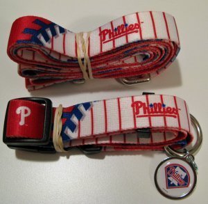 Philadelphia Phillies Dog Pet Set Leash Collar ID Tag XS