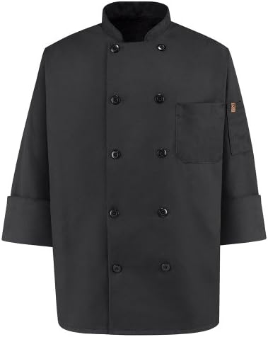 Chef Designs Black Ten Pearl Buttons Chef Coat 0425