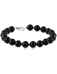 Sterling Silver 8mm Black Onyx Bracelet, 7.5"