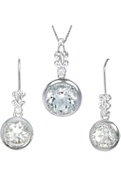 Vir Jewels (5.50) CT Green Amethyst Earrings and Pendant Set in Sterling Silver