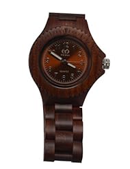 Orient Idea All Brown Wood Round Case & Dial Quartz Wrist Black Sandalwood & Maple Natural wood Watch for Unisex