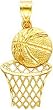 14K Gold Basketball & Hoop Charm