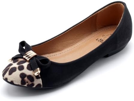 Alexis Leroy Women Sexy Leopard Toe Knots Ballet Flats Shoes Black Size 7