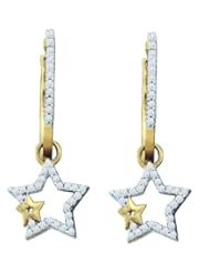 10K Yellow Gold 0.25CT White Diamond Star Earrings