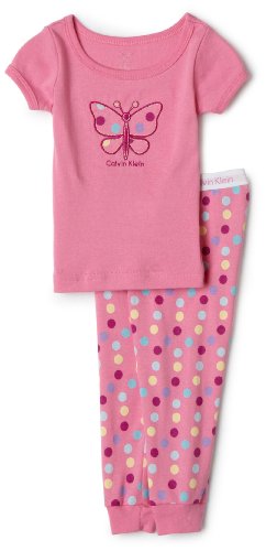 Calvin Klein Tight Fitting Short Sleeve PJ Set, 2 Piece, Pink
