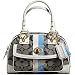 Coach Heritage Stripe Signature Small Satchel Bag Tote 13194 Blue White