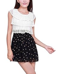 Polka Dot Print Lace  Mini Dress  With Ruffles