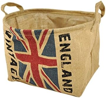 SNW Ramie Cotton Fabric Folding Laundry Hamper Storage Basket Dirty Clothes Hamper Basket for Kids and Baby Toys Basket,British flag