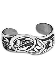 Sterling Silver Double Eagle Northwest Coast Native American Bracelet. Made in USA.