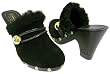 COACH SIGNATURE IVANKA BLACK SUEDE MULES SHOES CLOG NEW