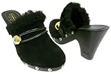 COACH SIGNATURE IVANKA BLACK SUEDE MULES SHOES CLOG NEW