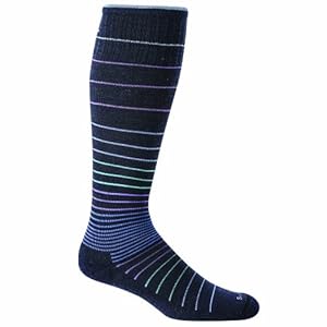 Sockwell Women's Stripe Circulator Compression Socks (Medium/Large, Navy Blue)