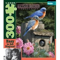 Garden Bluebirds 300 pc Hautman Brothers Large Format Jigsaw Puzzle by Buffalo Games