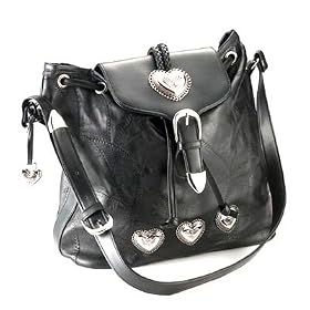 Embassy Italian Stone Design Genuine Black Leather Bag Handbag Purse