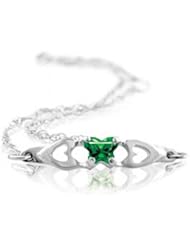 Butterfly Form Green Special Shape Cubic Zirconia Bracelet in 14kt White Gold