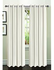 Home: Window Elements Jane Faux Silk Extra Wide Grommet Curtain Panel, 54-inch by 95-inch White - YMF Carpets LLC