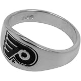 Philadelphia Flyers NHL Sterling Silver Logo Gents Enamel Band Ring Size 11
