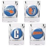 NBA Charlotte Bobcats Four Piece Square Shot Glass Set (Individual Logos)