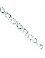 Genuine .925 Sterling Silver Polished And Satin X And O Bracelet 15.7 Grams 8 Inch Length. 100% Satisfaction Guaranteed.