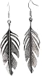 Long & Lovely! 2.5 Feather Leaf Dangle Earrings - Pewter Finish