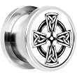 00 Gauge Steel Black And White Celtic Cross Screw Fit Plug