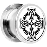 13mm Steel Black And White Celtic Cross Screw Fit Plug