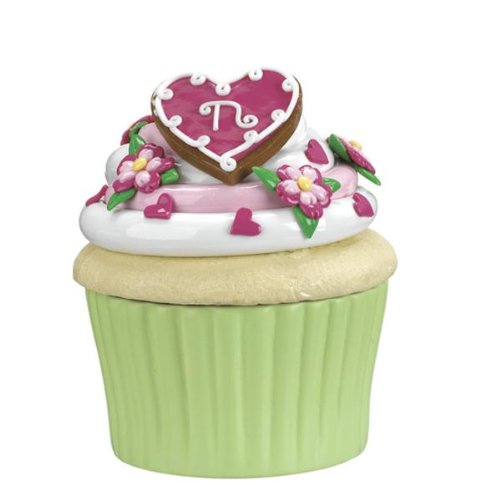 Personalized Initial Cupcake Shaped Trinket Box - N