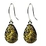 Sterling Silver Green Amber Drop Earrings