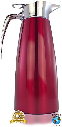 Thermos Carafe Coffee Vacuum Flask in Stainless Steel Double Walled Funtainer - Red