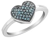Blue Diamond Heart Ring 1/4 Carat (ctw) in Sterling Silver