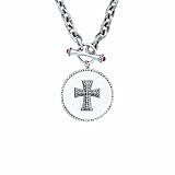 STARHAVEN Gothic Cross with Garnet Cabochon Toggle Necklace
