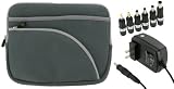 rooCASE 2n1 Lenovo S10-2 10.1-Inch Floral Sea Netbook Neoprene Sleeve Case and AC Wall Adapter Charger(Invisible Zipper Tri-Pocket - Grey)
