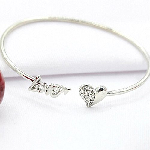 Banggood Girl Special Design Crystal Love Heart Cuff Good Bracelet Rose Gold Silver Color