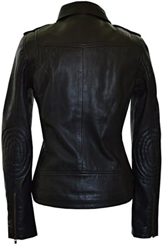 Faneema Women's Riva Moto Leather Jacket, Black