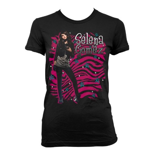 SELENA GOMEZ T-SHIRTS - OFFICIAL *YOUTH SIZES!!!* SELENA GOMEZ BLACK ZEBRA GIRLY TEE - ALEX RUSSO SHIRTS - WIZARDS OF WAVERLY PLACE - 