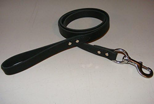 Punk Hollow, Professional (Canine) K-9 Leather Dog Training Leash, 5 ft.Long - 7/8 in Wide, 1 1/8 Inch Solid Stainless Steel Bolt Snap, Lifetime Guarantee
