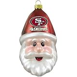 San Francisco 49ers Blown Glass Santa Cap Christmas Tree Ornament