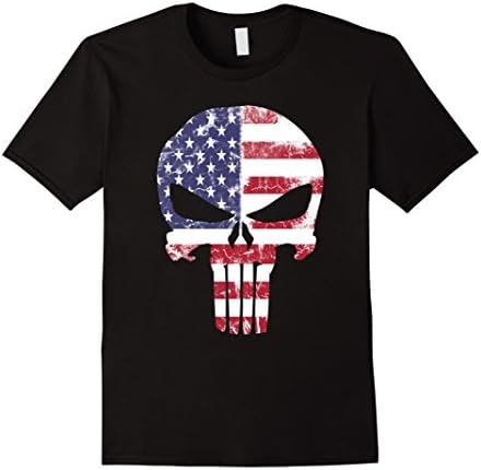 Men's American Punisher Flag - Punisher American Flag Shirt 2XL Black