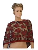 Rouge - pashmina �charpe ch�le cachemire a vol� / soie / rayonne FLEUR
