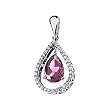 14K White Gold Pink Tourmaline and Diamond Pendant