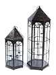 Set of 2 Black Metal & Glass Tea Light Candle Lanterns 39"