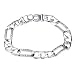 Mens Diamond Figaro Link Bracelet 14k White Gold 8