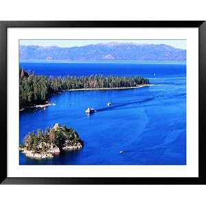 Emerald Bay, Lake Tahoe, California Scenic Framed Photographic Poster Print by Thomas Winz, 49x39