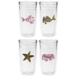 Ocean Fish 12 oz Slimline Insulated Beverage Tumblers Set, Clear (4 designs)