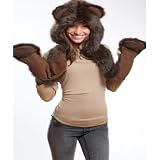 Brown Bear Full Animal Hood Hoddie Hat Faux Fur 3 In 1 Function